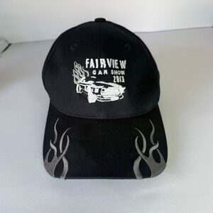 Fairview Car Show‎ 2013 Black Hat Flames Embroidered Baseball Cap